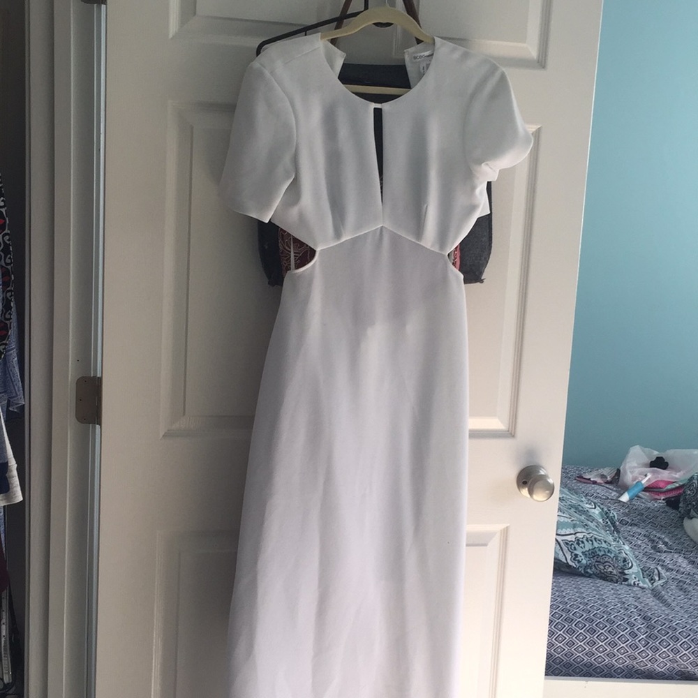 BCBG white long dress
